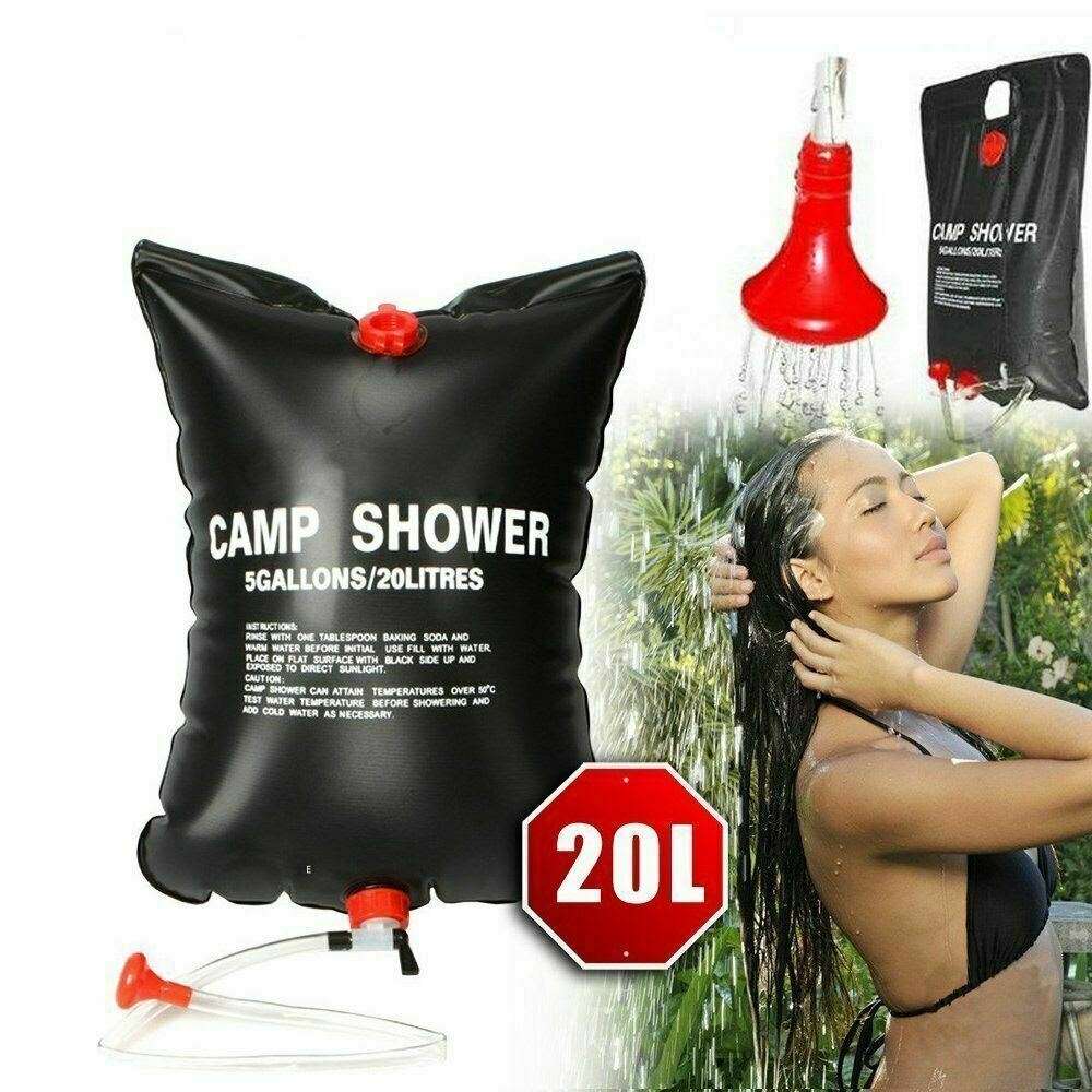 20L Camping Shower Portable Compact Solar Sun Heating Bath Bag Outdoor Travel Doba default